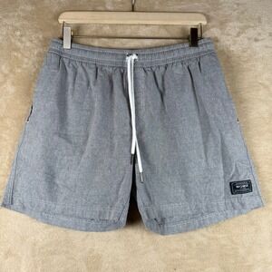 Wowie Mens Grey Casual Drawstring Shorts Size L Woven Pocket Trim Elastic Waist